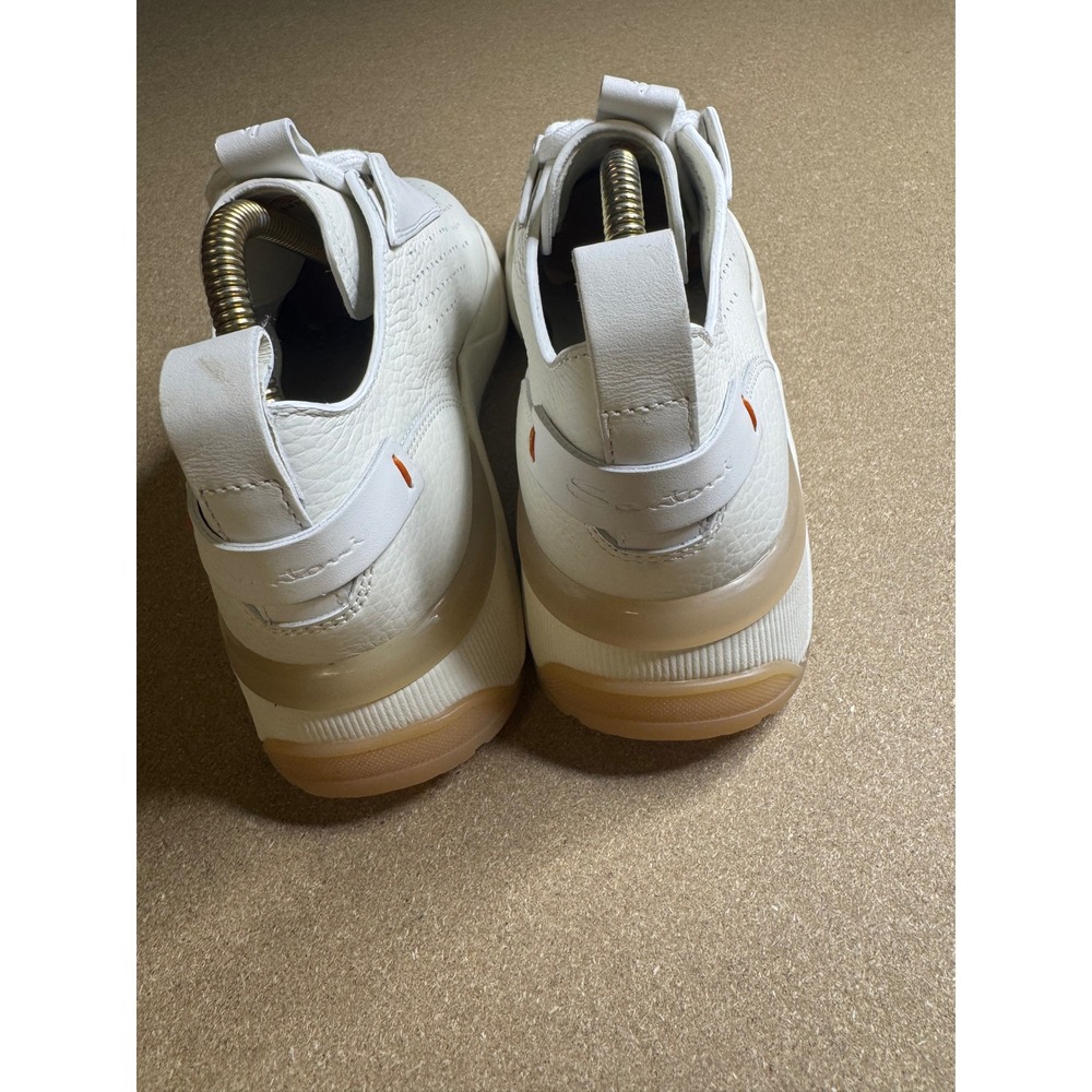 Santoni White Tumbled Leather Perforated Sneakers Made in‎ Italy WBIM60988 38 - Picture 7 of 9